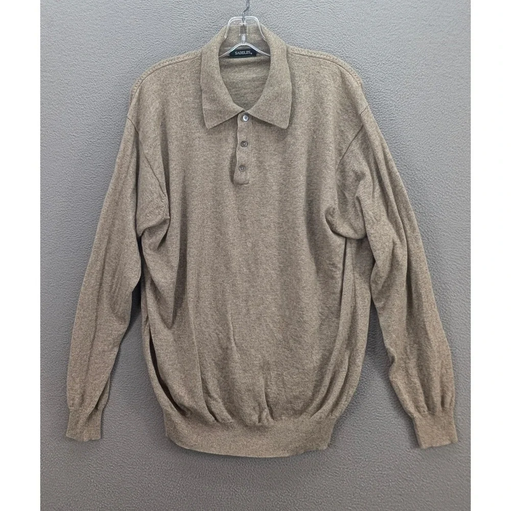 Saddles Men's Cashmere Collared Sweater Size XL Knit Long Sleeve Pullover Preppy